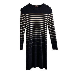 Saint James Latelier Sweater Dress Womens Blue Striped Wool Midi Nautical Preppy